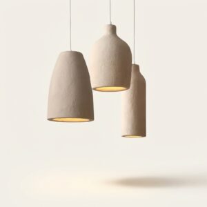 Raw Ceramic Pendant Lamp Set (Set of 3)