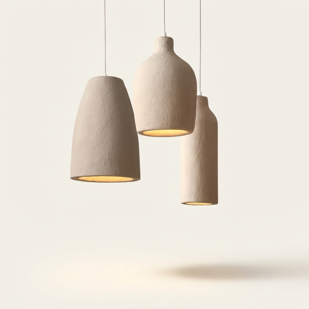 Raw Ceramic Pendant Lamp Set (Set of 3)
