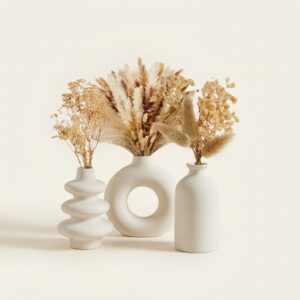 Minimalist White Ceramic Vase Set (Set of 3)